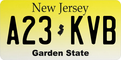 NJ license plate A23KVB