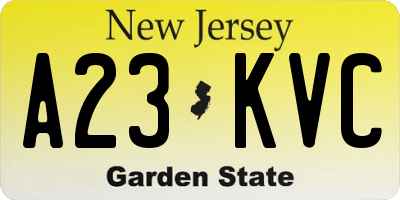 NJ license plate A23KVC