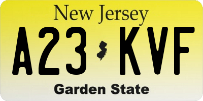 NJ license plate A23KVF