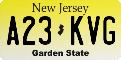 NJ license plate A23KVG