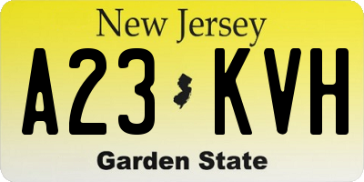 NJ license plate A23KVH