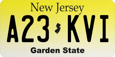 NJ license plate A23KVI