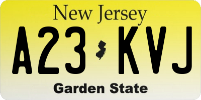 NJ license plate A23KVJ