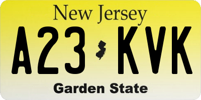 NJ license plate A23KVK