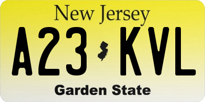 NJ license plate A23KVL
