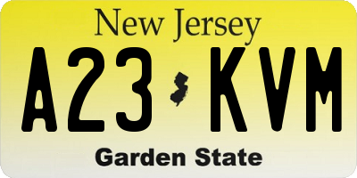NJ license plate A23KVM