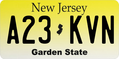 NJ license plate A23KVN