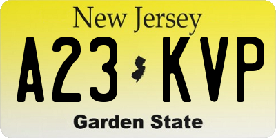 NJ license plate A23KVP