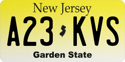 NJ license plate A23KVS