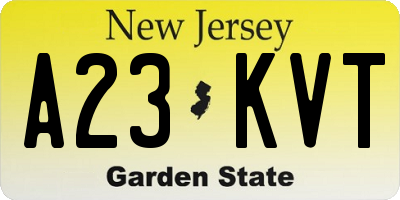NJ license plate A23KVT