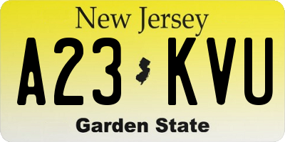 NJ license plate A23KVU