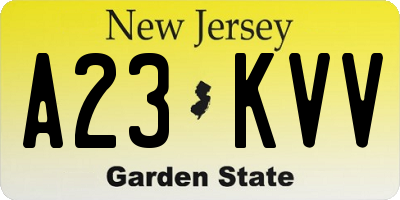 NJ license plate A23KVV