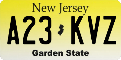 NJ license plate A23KVZ
