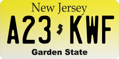 NJ license plate A23KWF