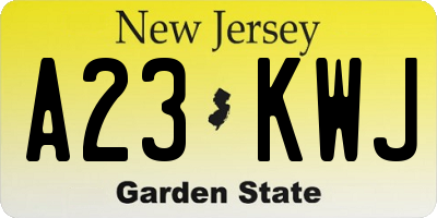 NJ license plate A23KWJ