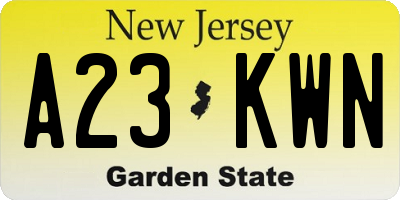 NJ license plate A23KWN