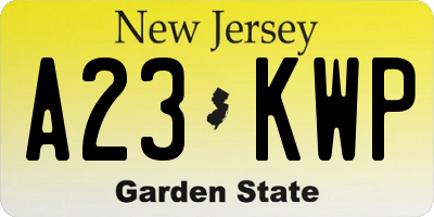 NJ license plate A23KWP