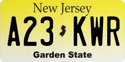 NJ license plate A23KWR