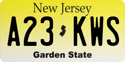 NJ license plate A23KWS
