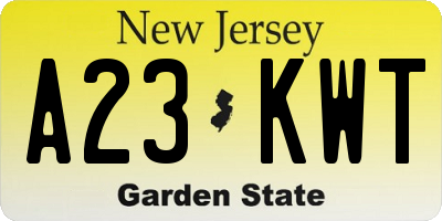NJ license plate A23KWT