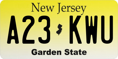 NJ license plate A23KWU