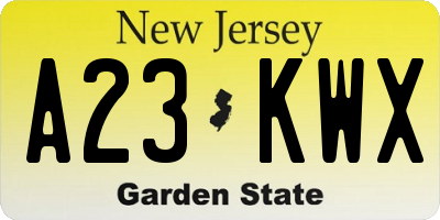 NJ license plate A23KWX