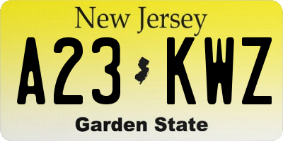 NJ license plate A23KWZ