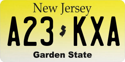 NJ license plate A23KXA
