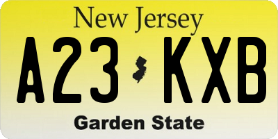 NJ license plate A23KXB