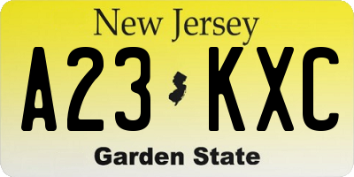 NJ license plate A23KXC