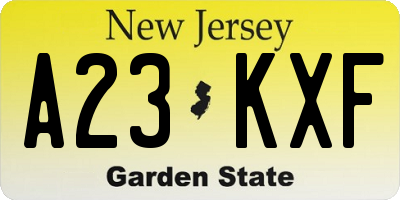 NJ license plate A23KXF