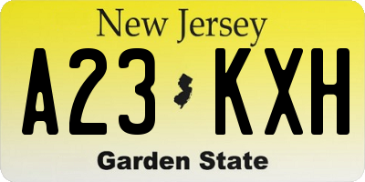 NJ license plate A23KXH