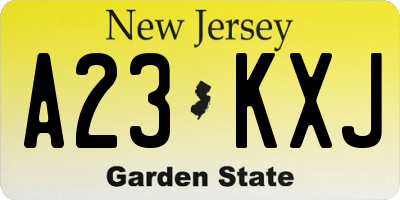 NJ license plate A23KXJ