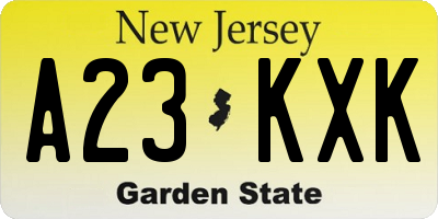 NJ license plate A23KXK