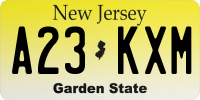 NJ license plate A23KXM