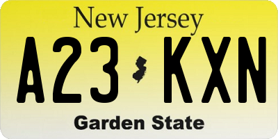 NJ license plate A23KXN