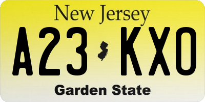 NJ license plate A23KXO