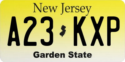 NJ license plate A23KXP