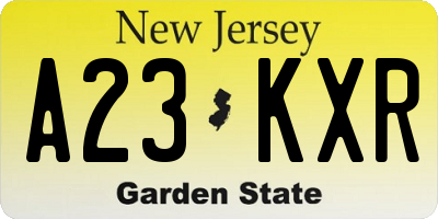 NJ license plate A23KXR