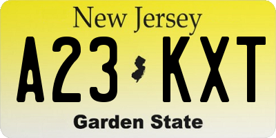NJ license plate A23KXT