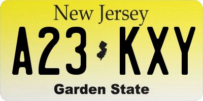 NJ license plate A23KXY