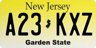 NJ license plate A23KXZ