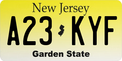 NJ license plate A23KYF