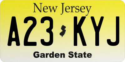 NJ license plate A23KYJ