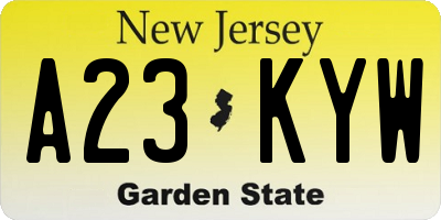 NJ license plate A23KYW