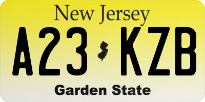 NJ license plate A23KZB