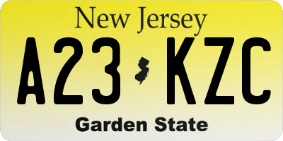 NJ license plate A23KZC