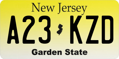 NJ license plate A23KZD