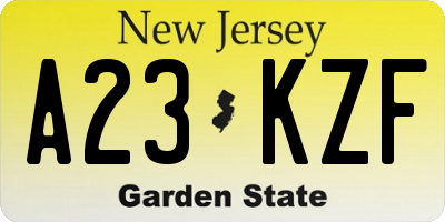 NJ license plate A23KZF