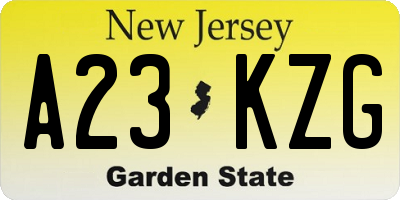 NJ license plate A23KZG